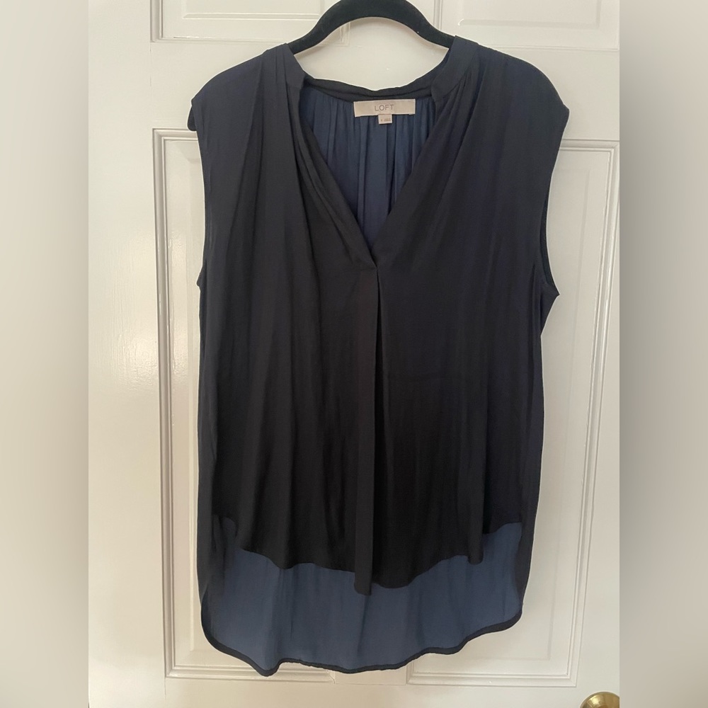 ANN TAYLOR LOFT navy blouse